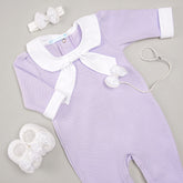 Macacão - Tricotil - Zoe - Lavanda e Branco